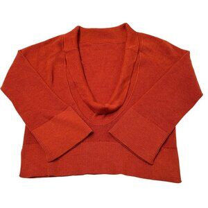 Vezavena Merino Cowl Neck Wool Sweater in Orange